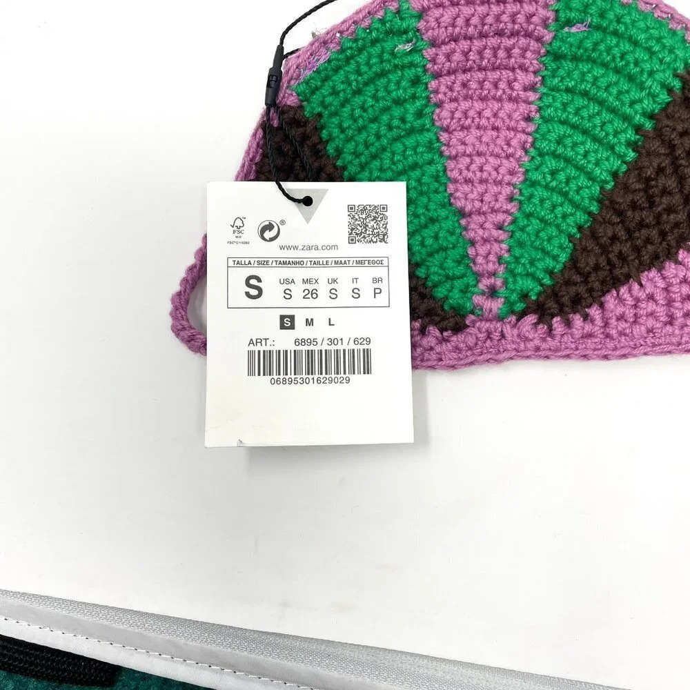Zara Crochet Seashell Bralette Purple Green Size Small NWT - Picture 10 of 12